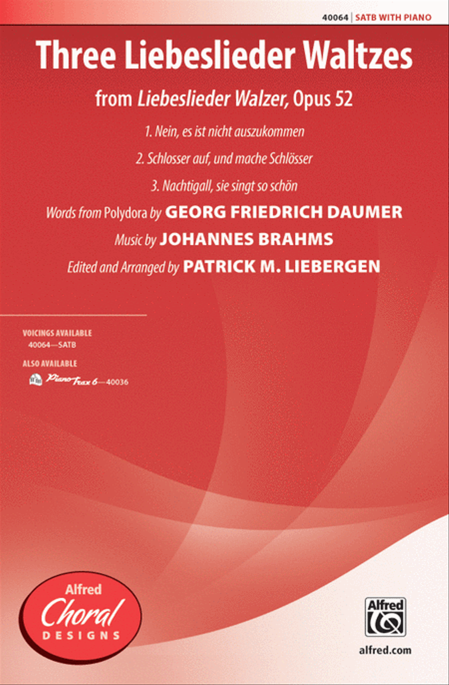 Three Liebeslieder Waltzes (from Liebeslieder Walzer, Opus 52) 4-Part scores gallery preview page 1