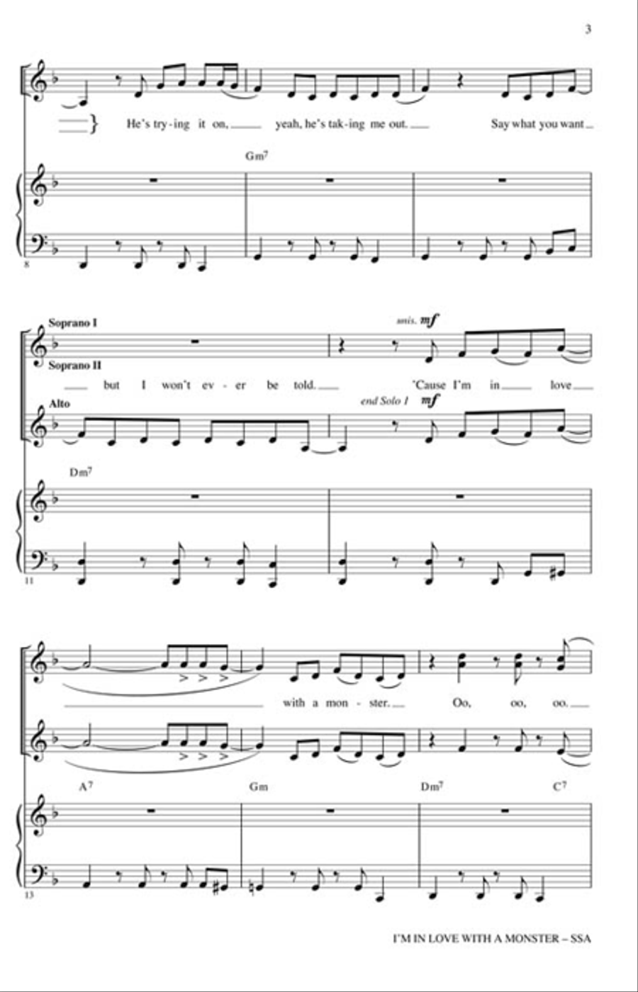 I'm in Love with a Monster Show Choir scores gallery preview page 3