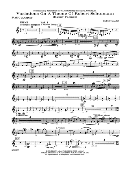 Variations on a Theme of Robert Schumann: E-flat Alto Clarinet
