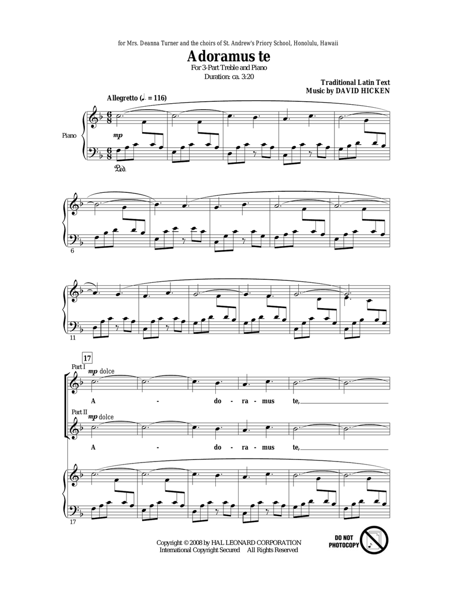 Adoramus Te 3-Part scores gallery preview page 1