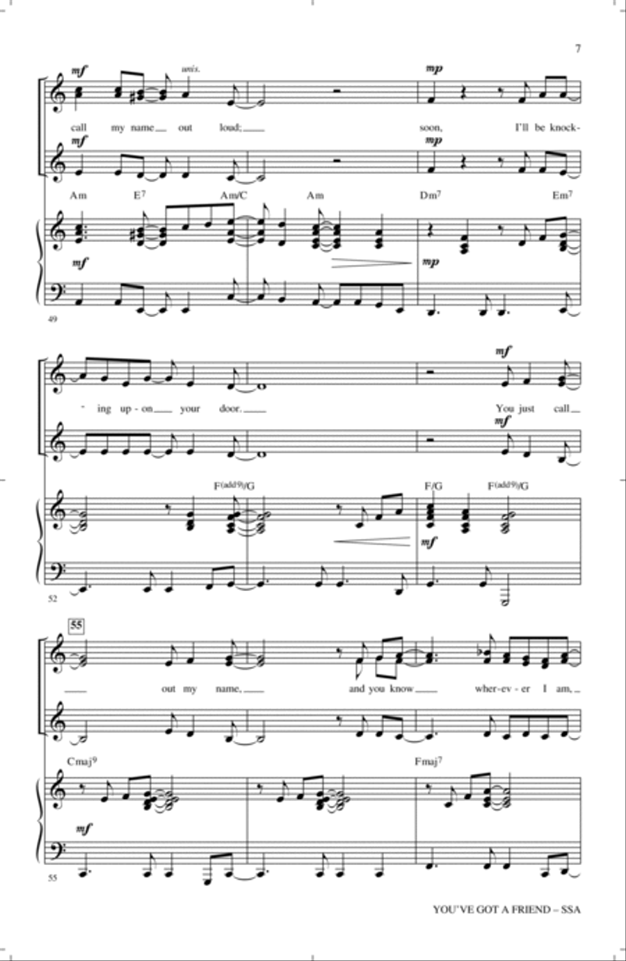 You've Got A Friend (arr. Mac Huff) SSA scores gallery preview page 6