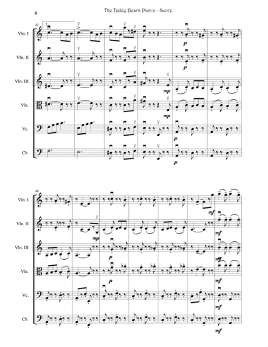 The Teddy Bears Picnic - String Quartet, String Quintet, String Ensemble or Orchestra String Quartet scores gallery preview page 6