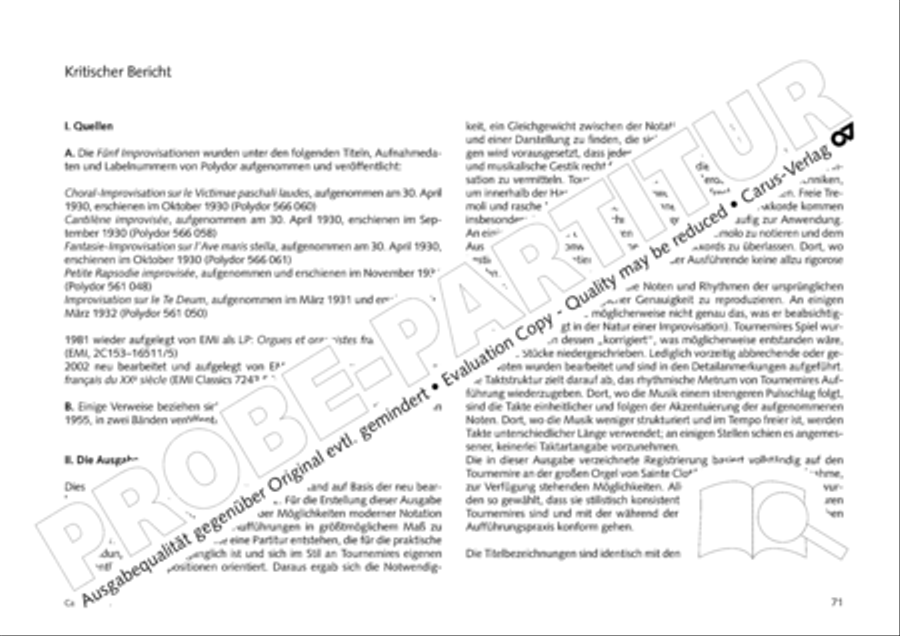 Tournemire: Funf Improvisationen fur Orgel solo Organ Solo scores gallery preview page 71