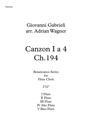 Book cover for Canzon I a 4 Ch.194 (Giovanni Gabrieli) Flute Choir arr. Adrian Wagner