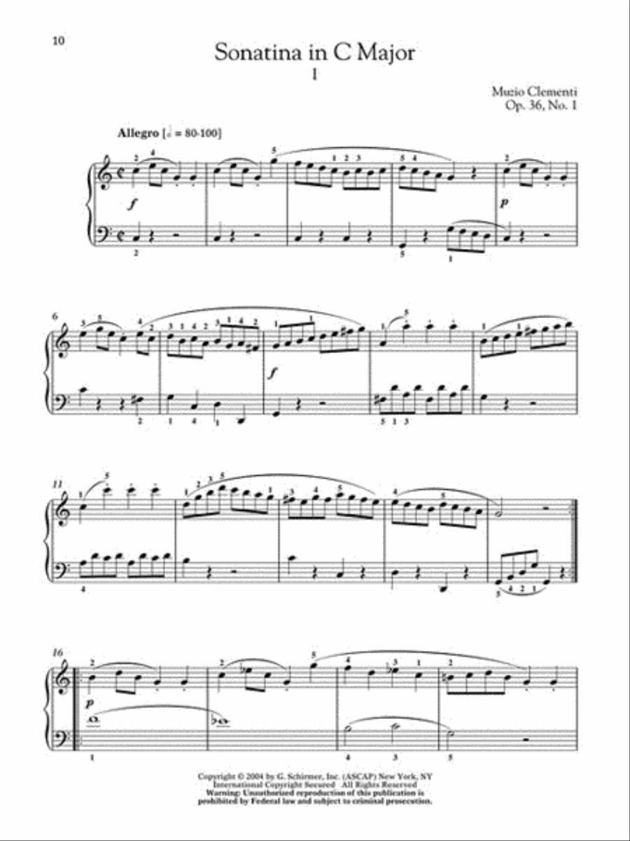 Clementi – Sonatinas, Opus 36