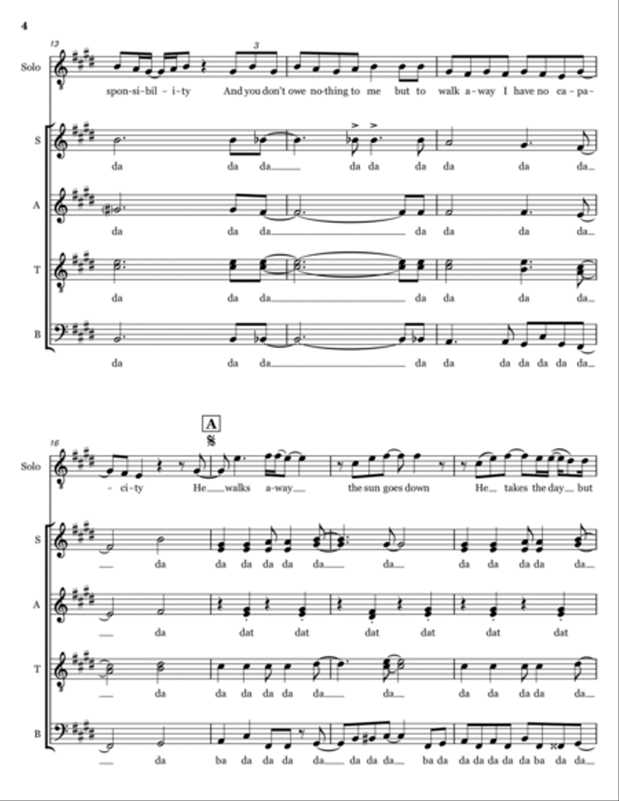 Tears Dry On Their Own 4-Part scores gallery preview page 4
