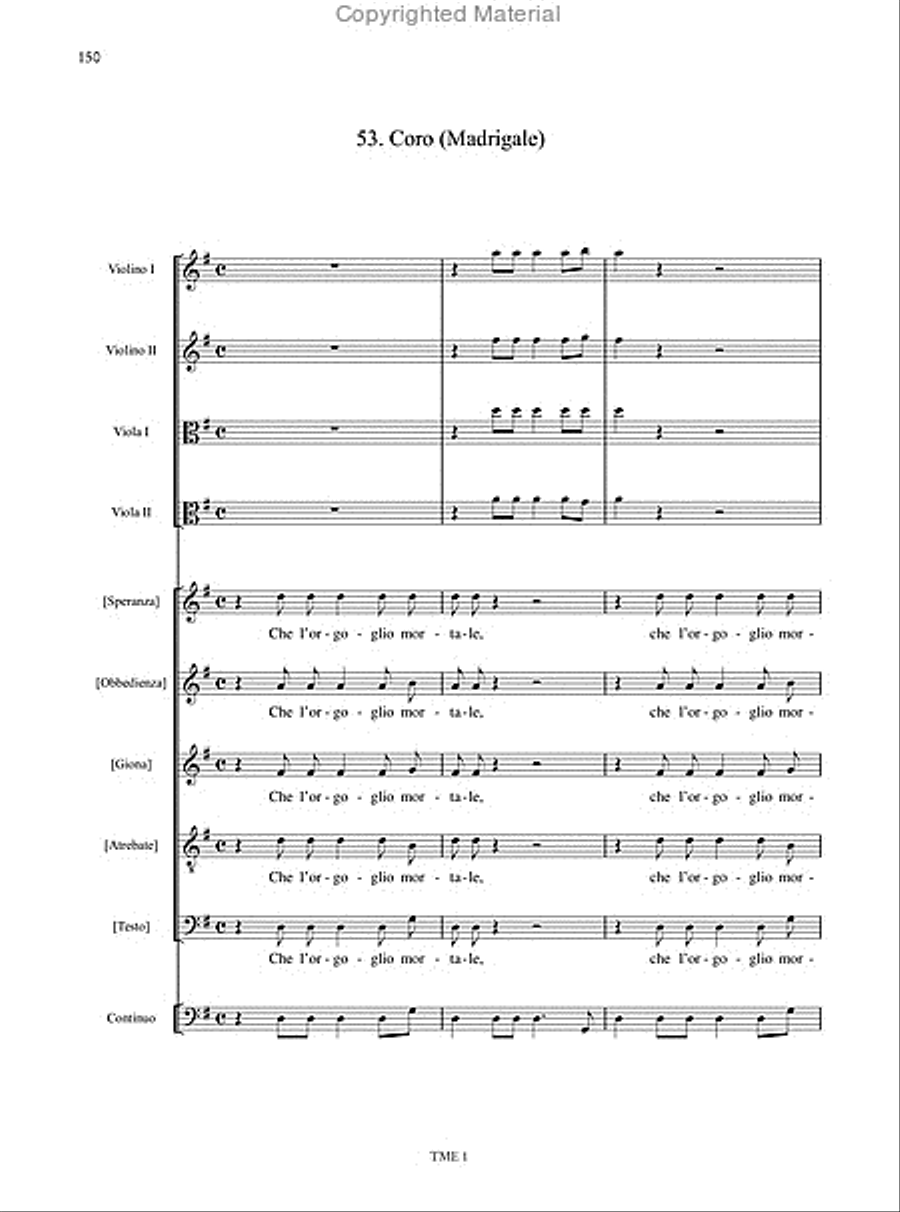 Giona. Oratorio for 5 Voices (SSATB), Strings and Continuo (Modena 1689). Critical Edition SSATB scores gallery preview page 19
