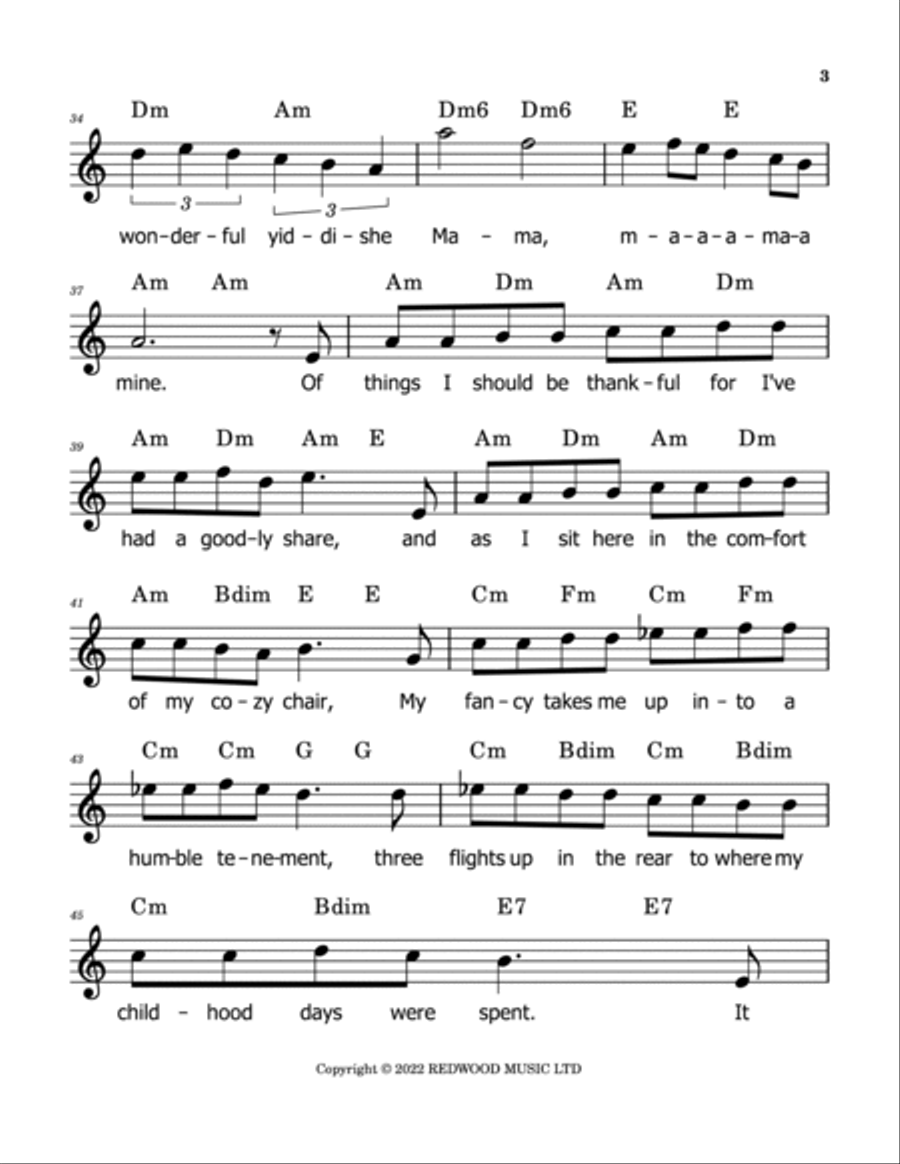 Yiddishe Momme Yiddishe Momme Piano scores gallery preview page 3