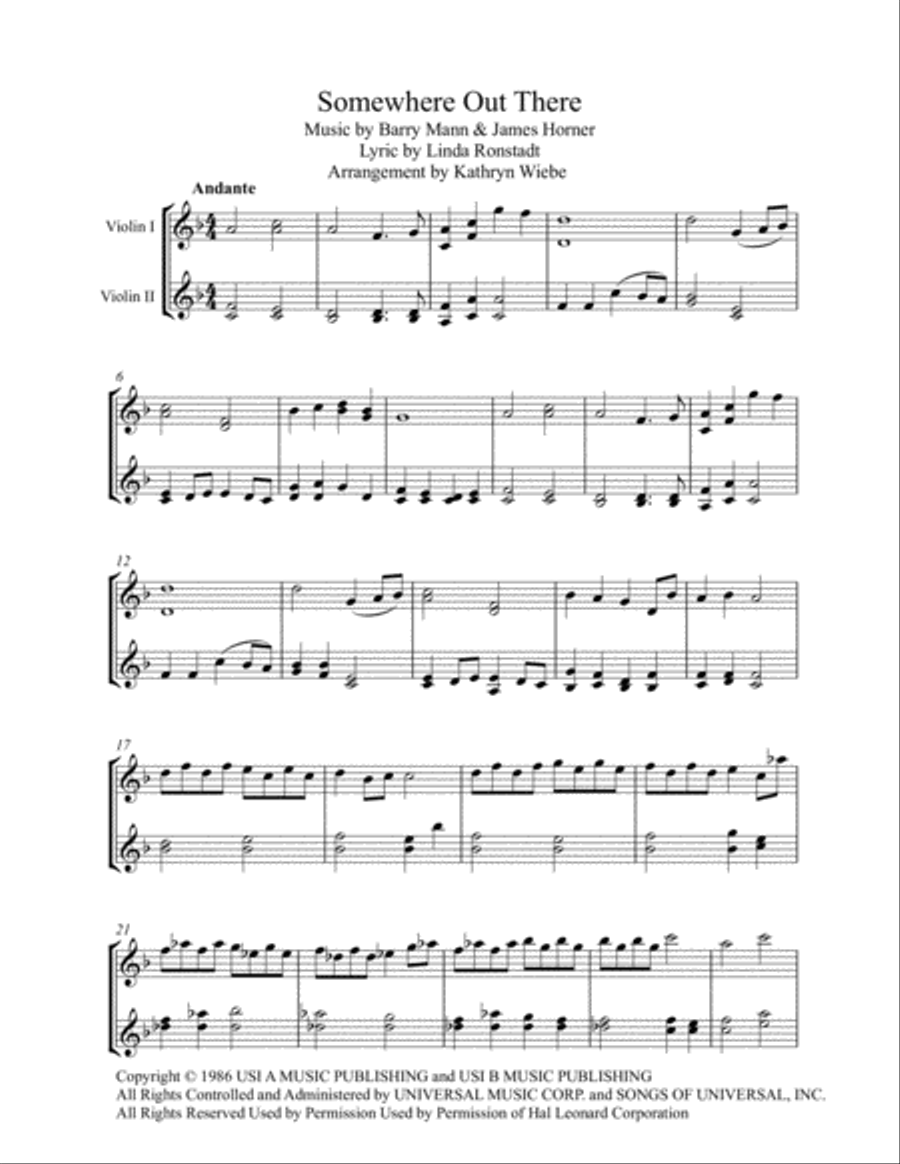 Somewhere Out There Set of Parts scores gallery preview page 1