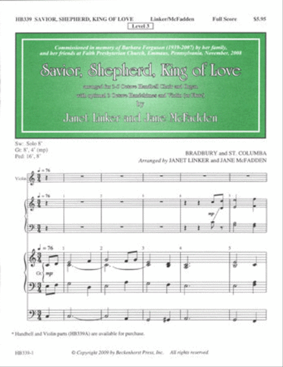 Savior, Shepherd, King of Love - full score Handbell Choir scores gallery preview page 1