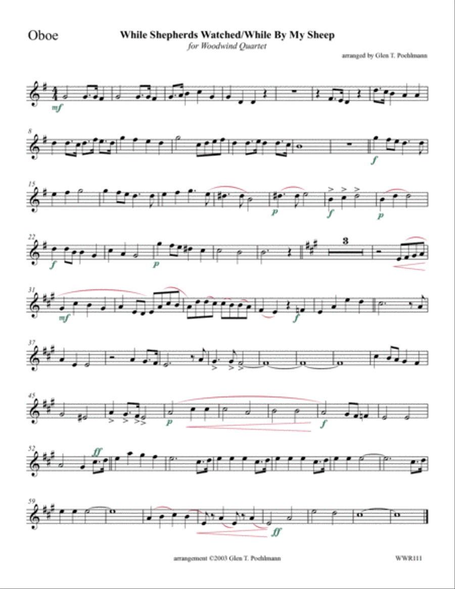 WHILE SHEPHERDS WATCHED THEIR FLOCKS with HOW GREAT OUR JOY - Woodwind Quartet with optional Piano Woodwind Quartet scores gallery preview page 6