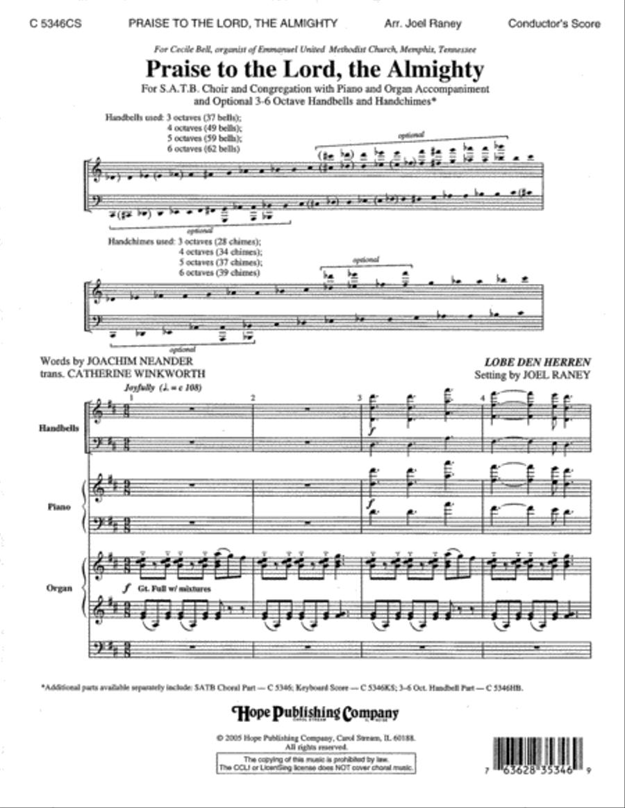 Praise to the Lord, the Almighty Piano scores gallery preview page 1