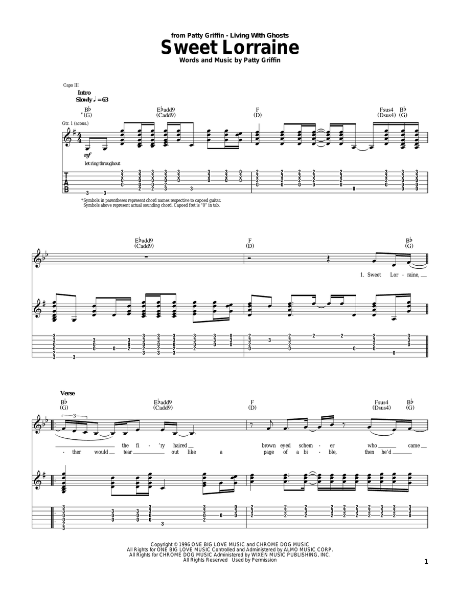 Sweet Lorraine Acoustic Guitar scores gallery preview page 1
