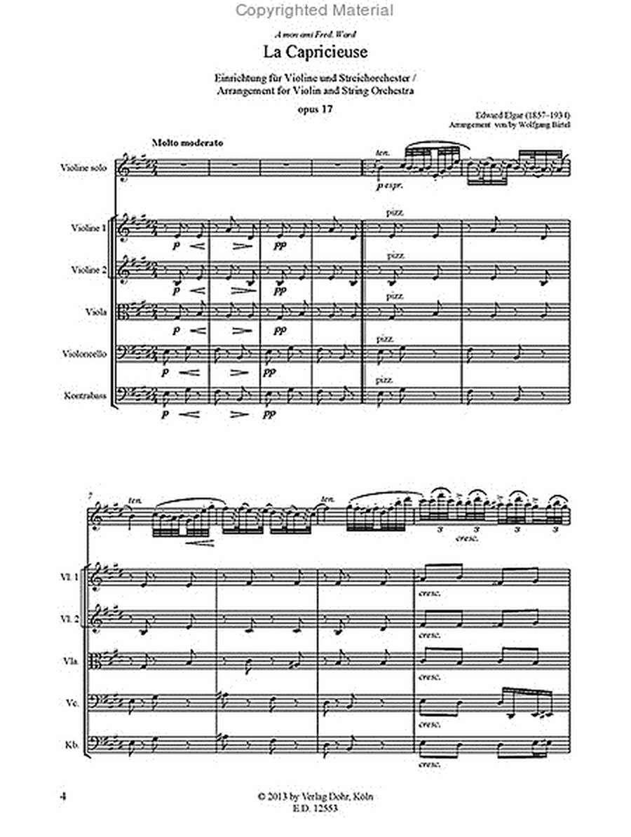 La Capricieuse für Violine und Streichorchester op. 17 -Morceau de Genre-