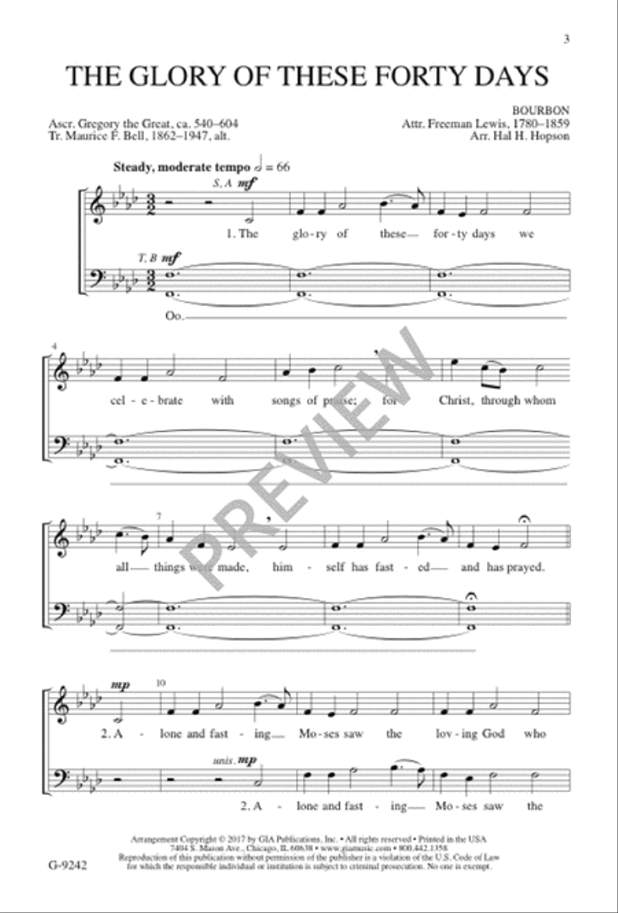 The Glory of These Forty Days 4-Part scores gallery preview page 3