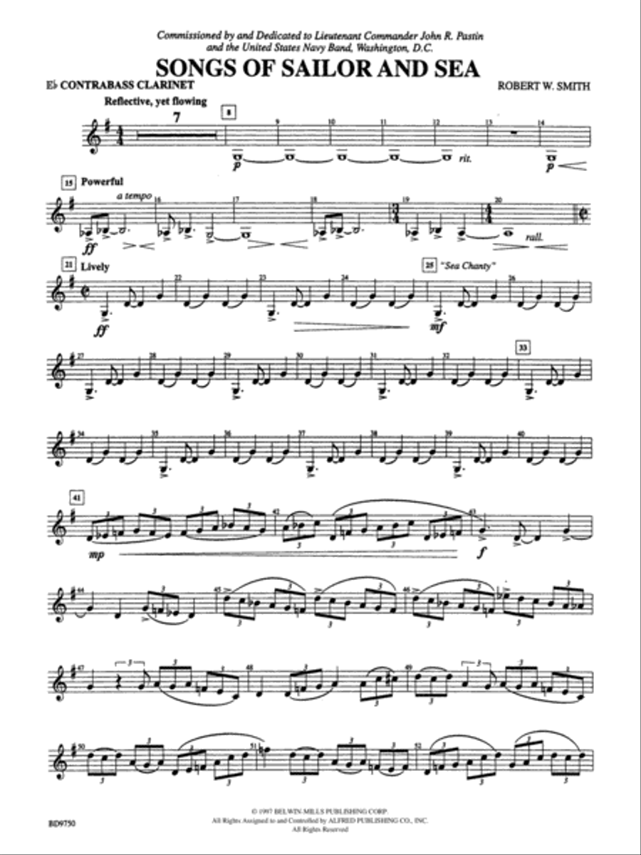 Songs of Sailor and Sea: E-flat Contrabass Clarinet Concert Band scores gallery preview page 1