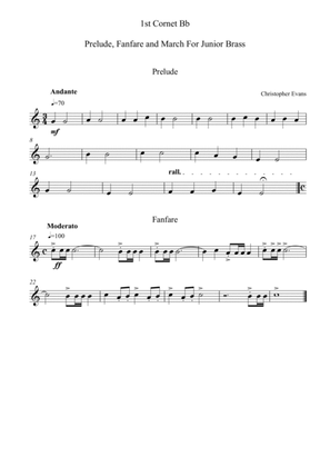 Prelude, fanfare and March for Junior Brass Ensemble - 1st Cornet Part (Bb)