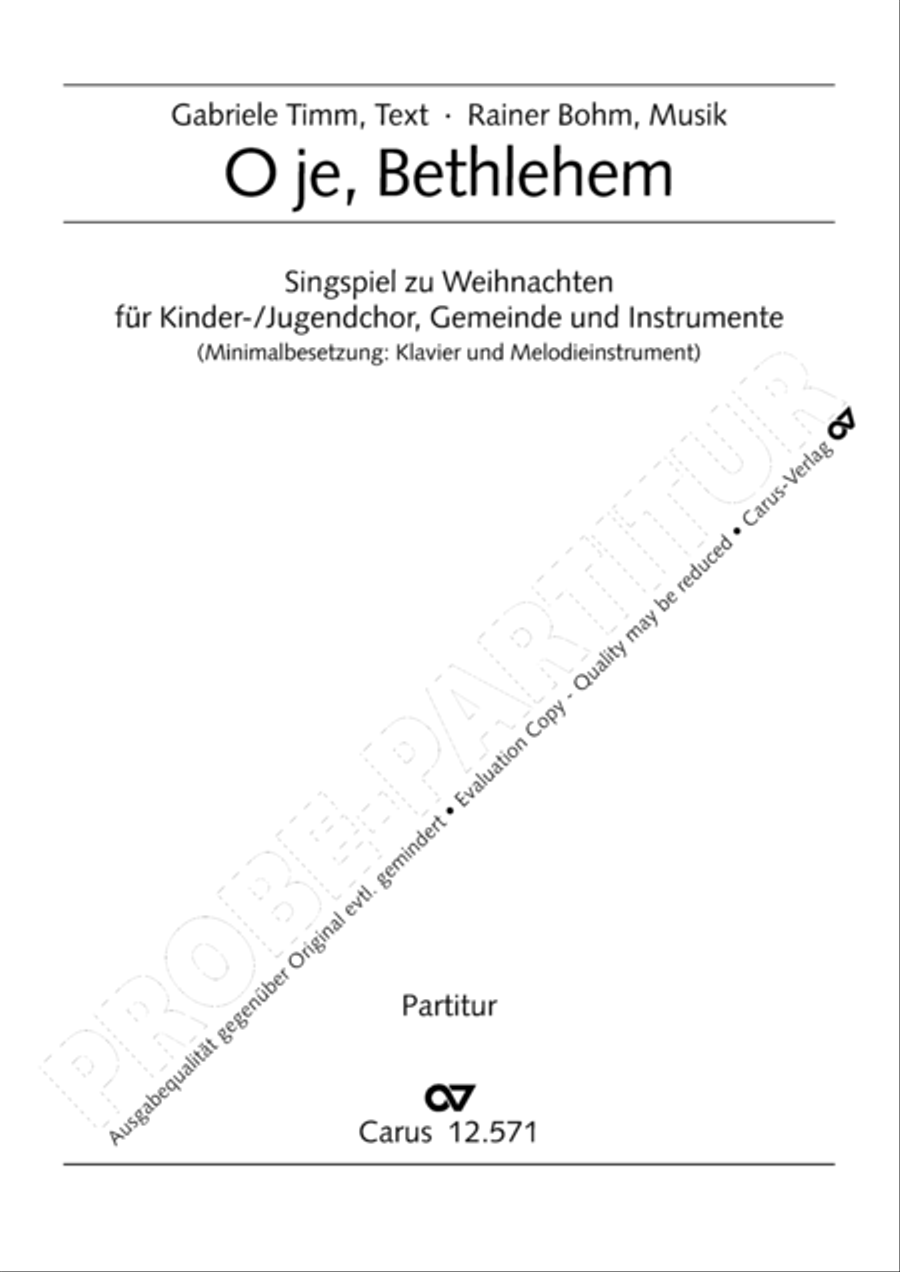 O je, Bethlehem Unison Choir scores gallery preview page 2