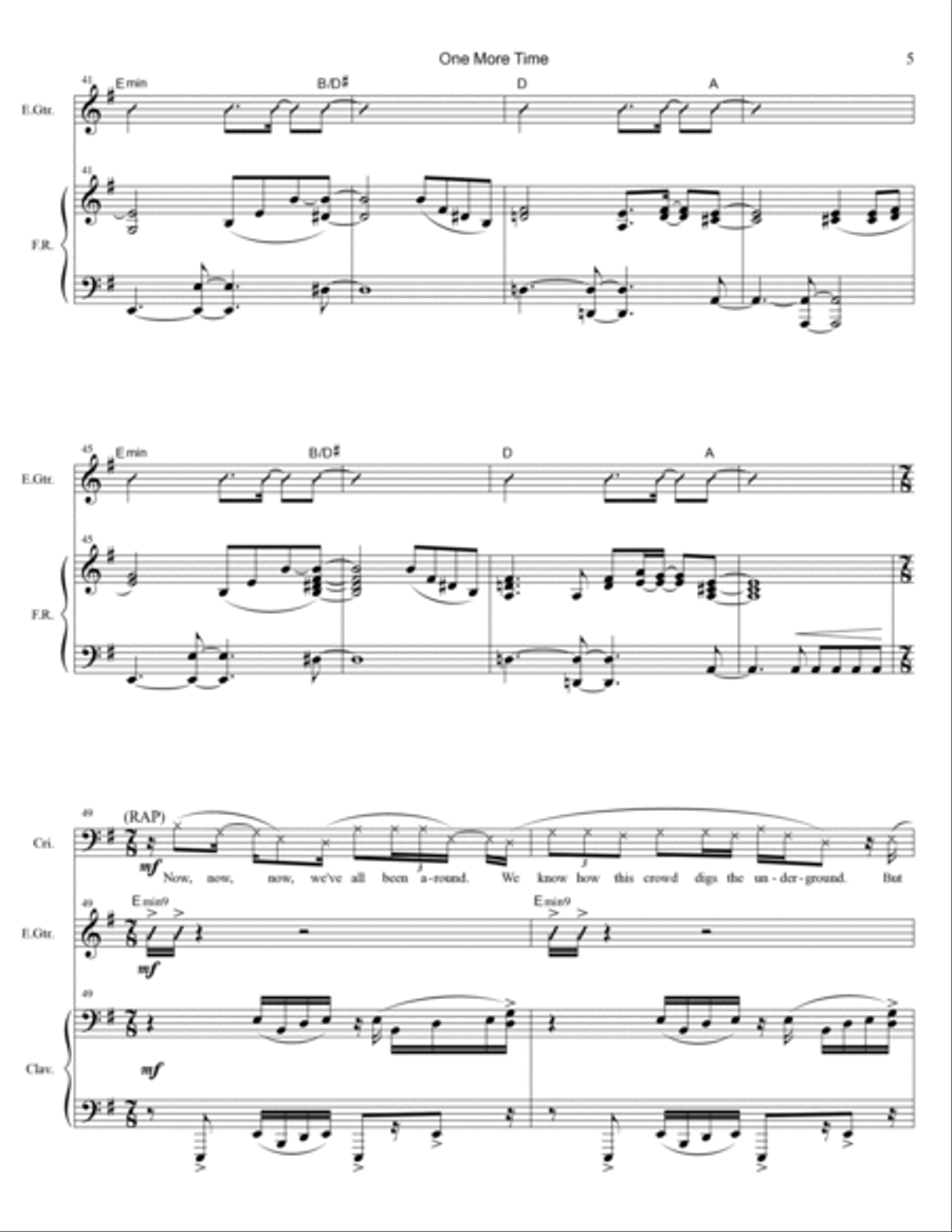 One More Time One More Time Piano, Vocal, Guitar scores gallery preview page 5