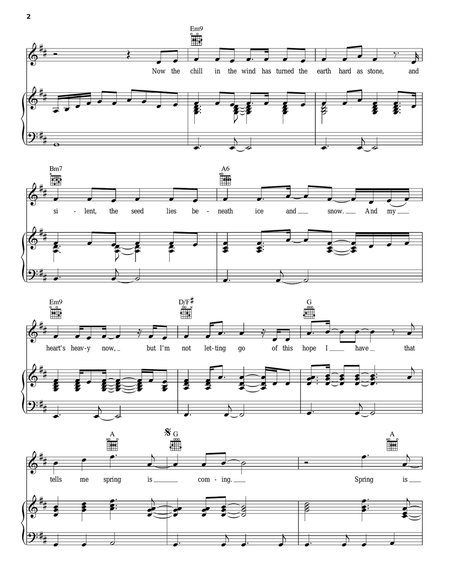Spring Is Coming Piano, Vocal, Guitar scores gallery preview page 2