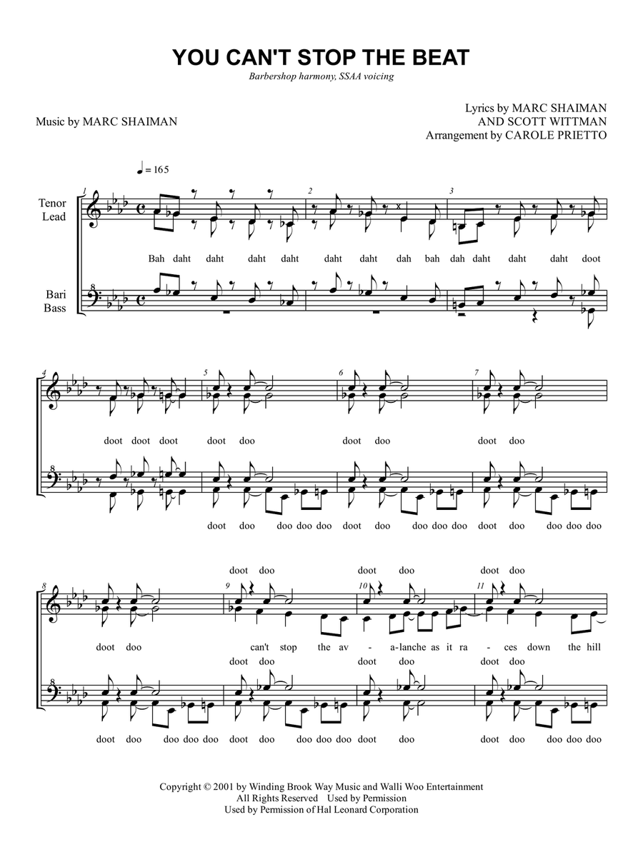 You Can't Stop The Beat SSAA scores gallery preview page 1