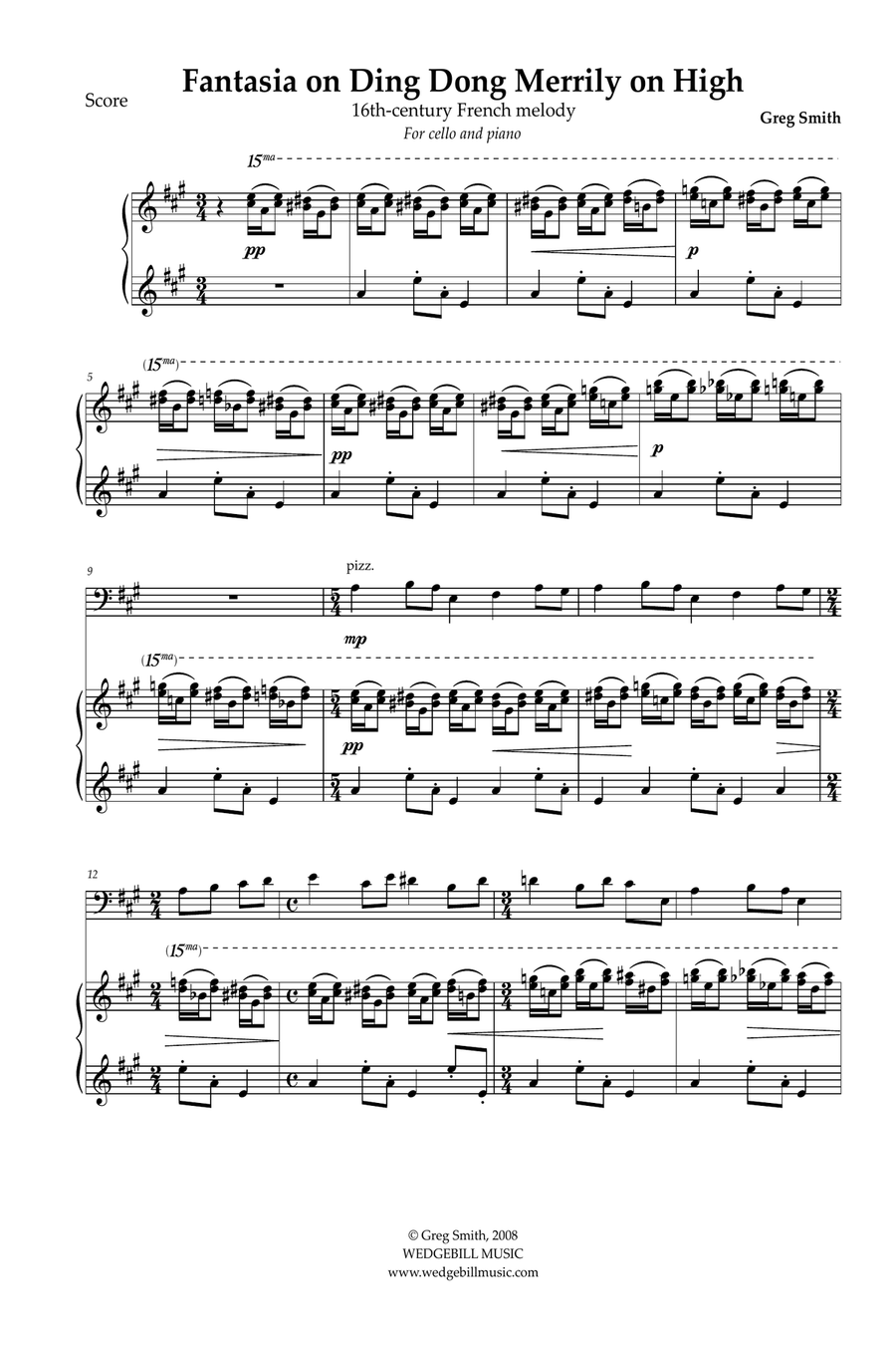 Fantasia on Ding Dong Merrily on High Chamber Music scores gallery preview page 2