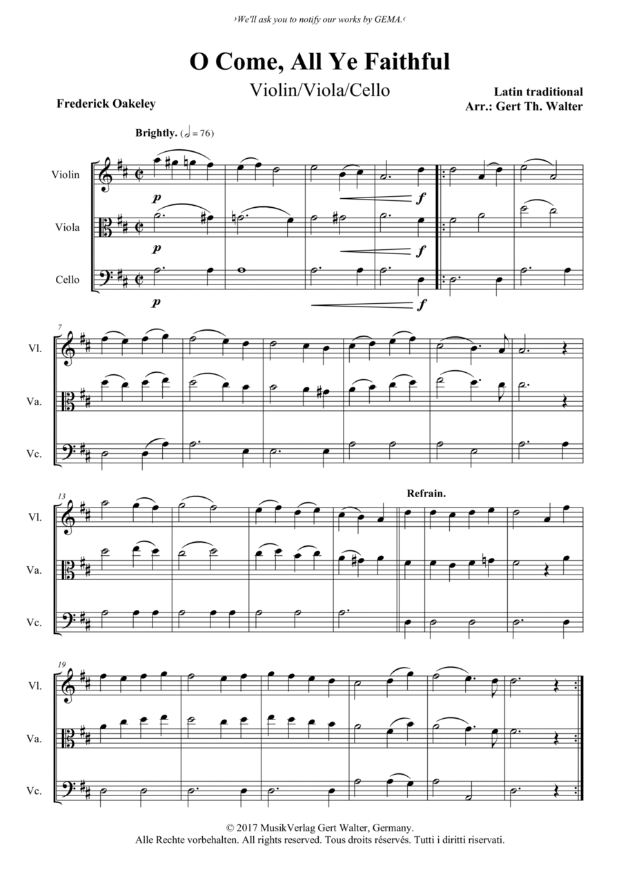 O Come, All Ye Faithful O Come, All Ye Faithful String Trio scores gallery preview page 1