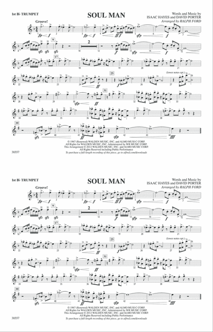 Soul Man: 1st B-flat Trumpet Marching Band scores gallery preview page 1