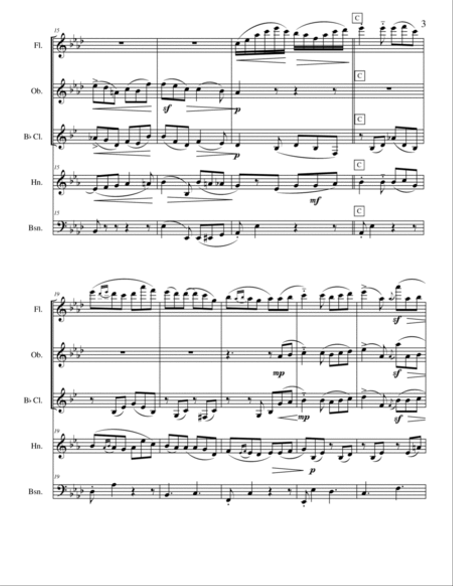 Refrain du Gondolier Refrain du Gondolier Woodwind Quintet scores gallery preview page 3