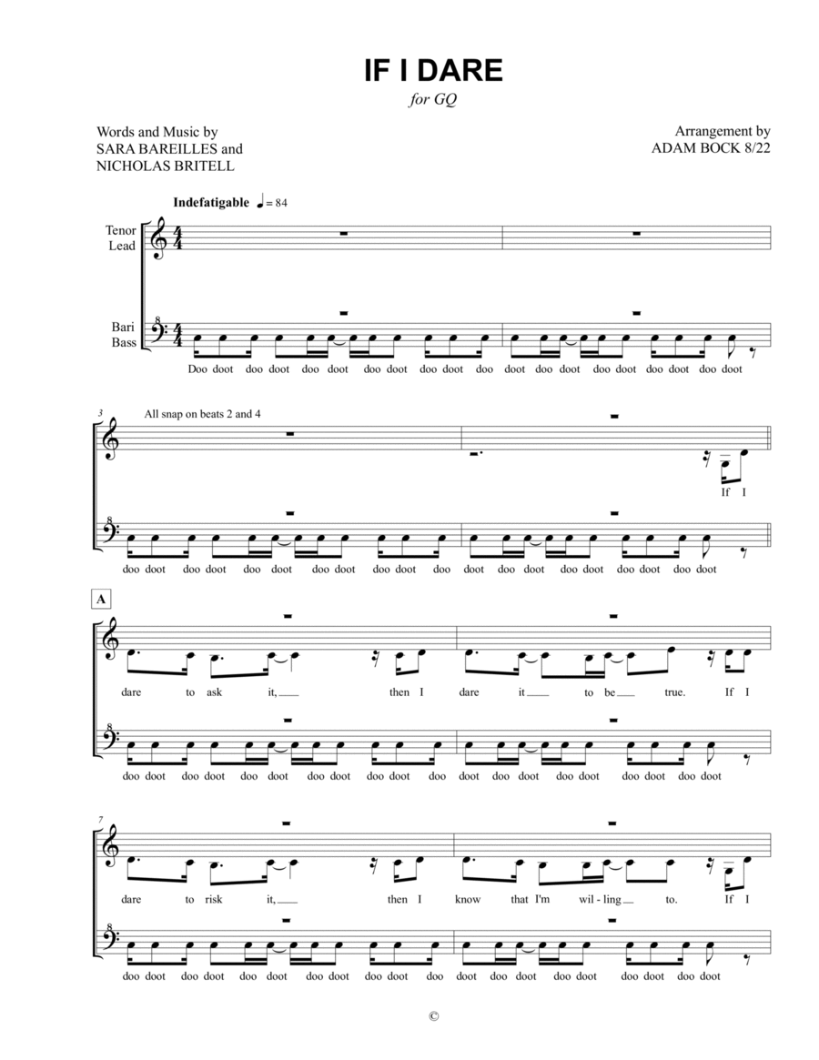 If I Dare If I Dare A Cappella scores gallery preview page 1