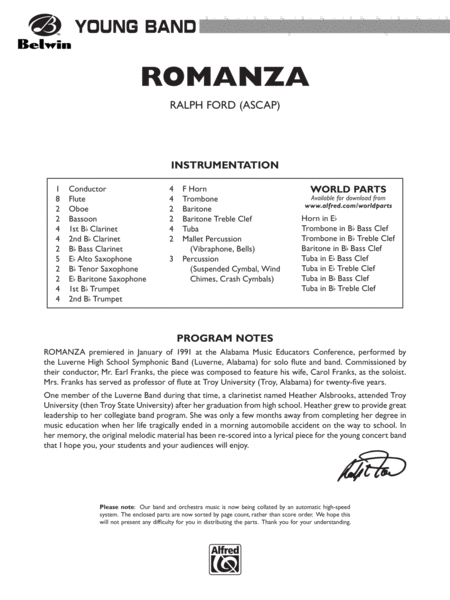 Romanza: Score
