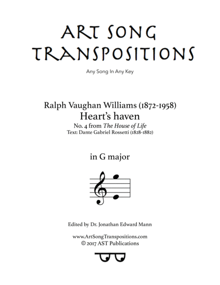 VAUGHAN WILLIAMS: Heart's haven (transposed to G major)