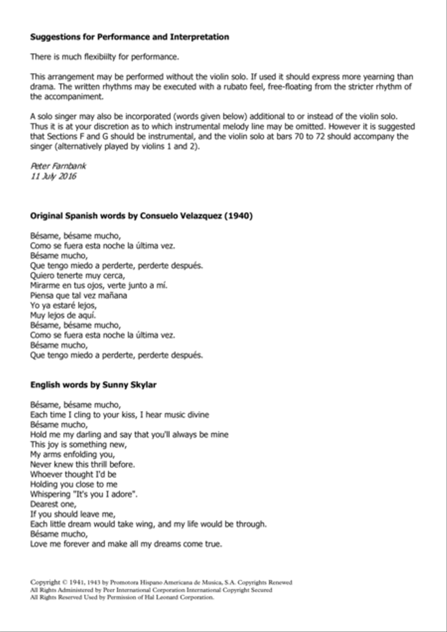 Besame Mucho (Kiss Me Much) String Orchestra scores gallery preview page 4
