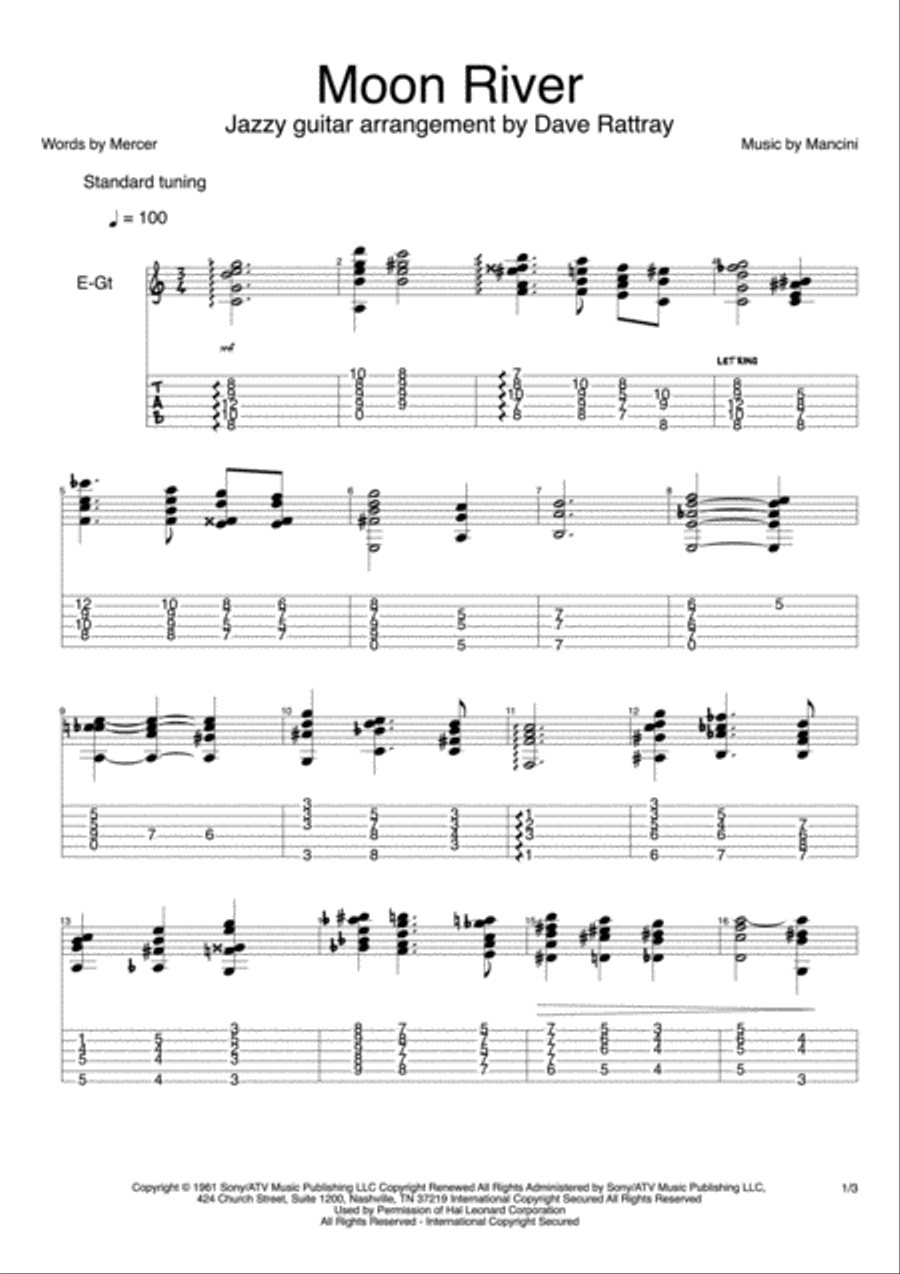 Moon River Moon River Electric Guitar scores gallery preview page 1