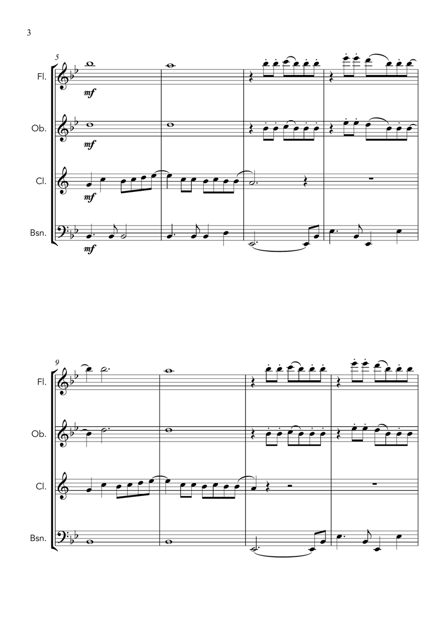 Mamma Mia Woodwind Quartet scores gallery preview page 4