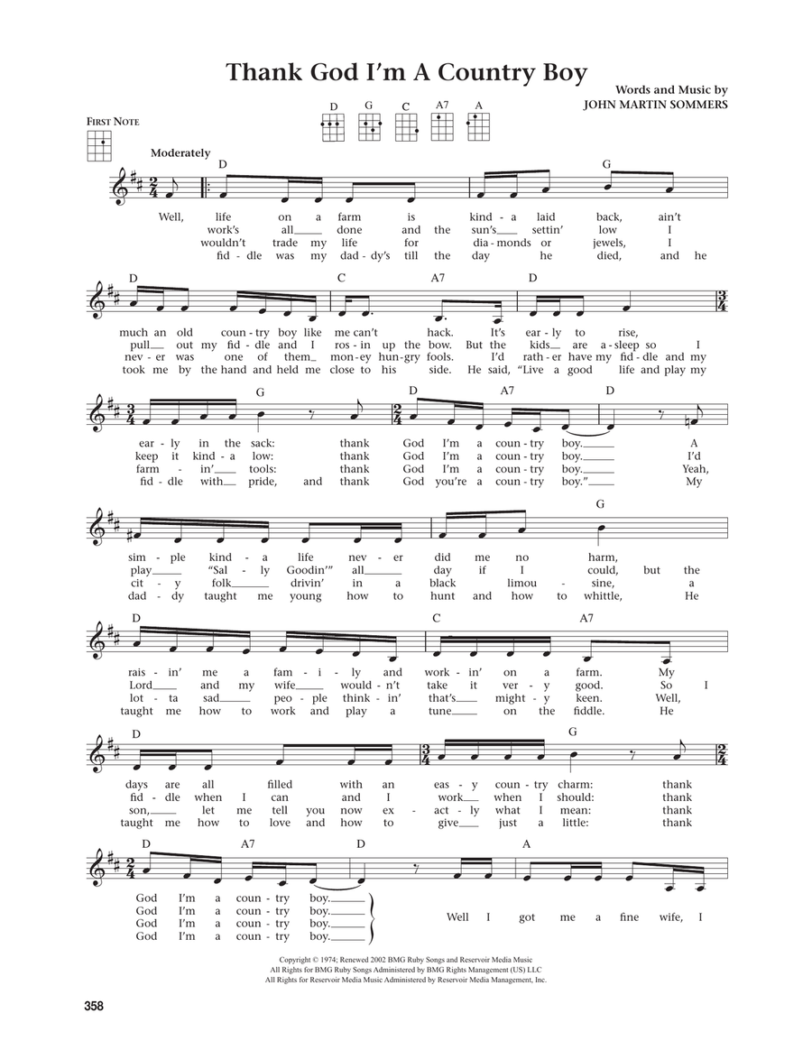 Thank God I'm A Country Boy (from The Daily Ukulele) (arr. Jim Beloff) Ukulele scores gallery preview page 1
