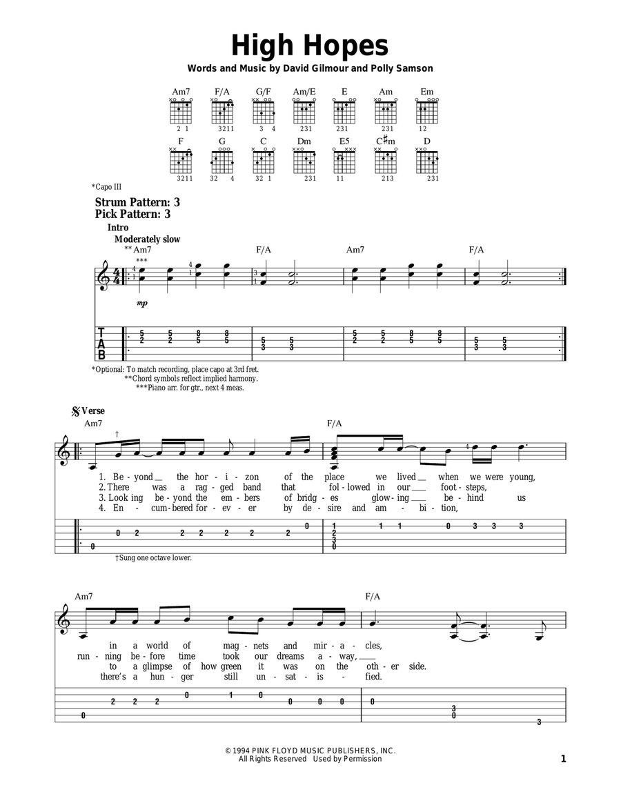 High Hopes Acoustic Guitar scores gallery preview page 1