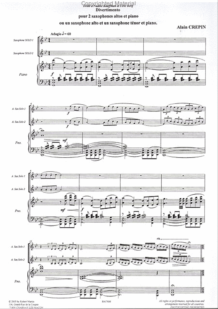 Divertimento 1 5 7 5, pour saxophone et piano Piano Accompaniment scores gallery preview page 2