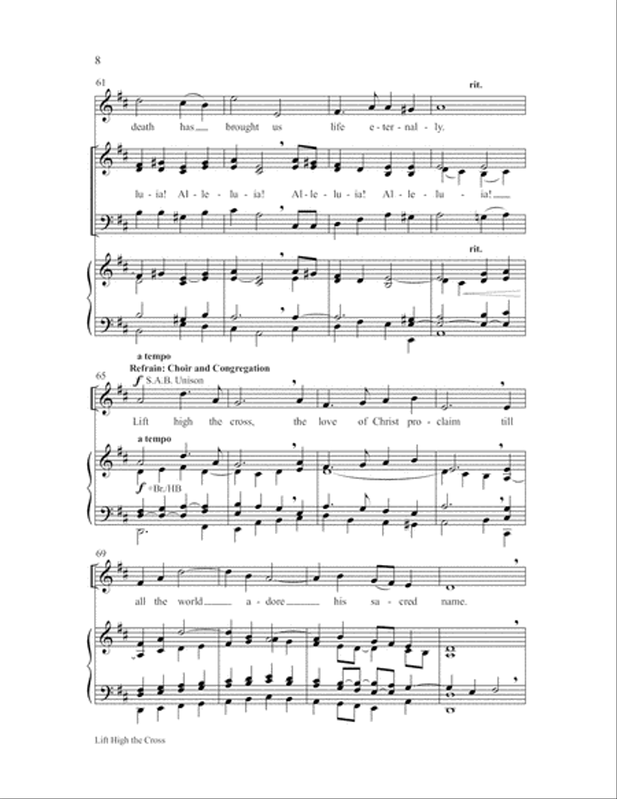 Lift High the Cross-SAB-Digital Download 3-Part scores gallery preview page 8