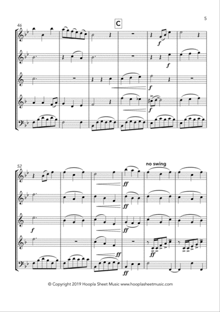 Away in a Country Manger Woodwind Quintet scores gallery preview page 5