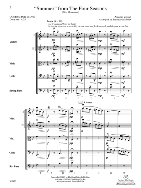 "Summer" from The Four Seasons (score only)