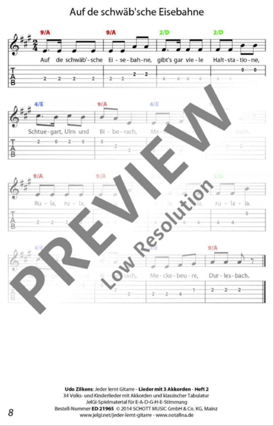 Jeder lernt Gitarre - Lieder mit 3 Akkorden Heft 2 Classical Guitar scores gallery preview page 9