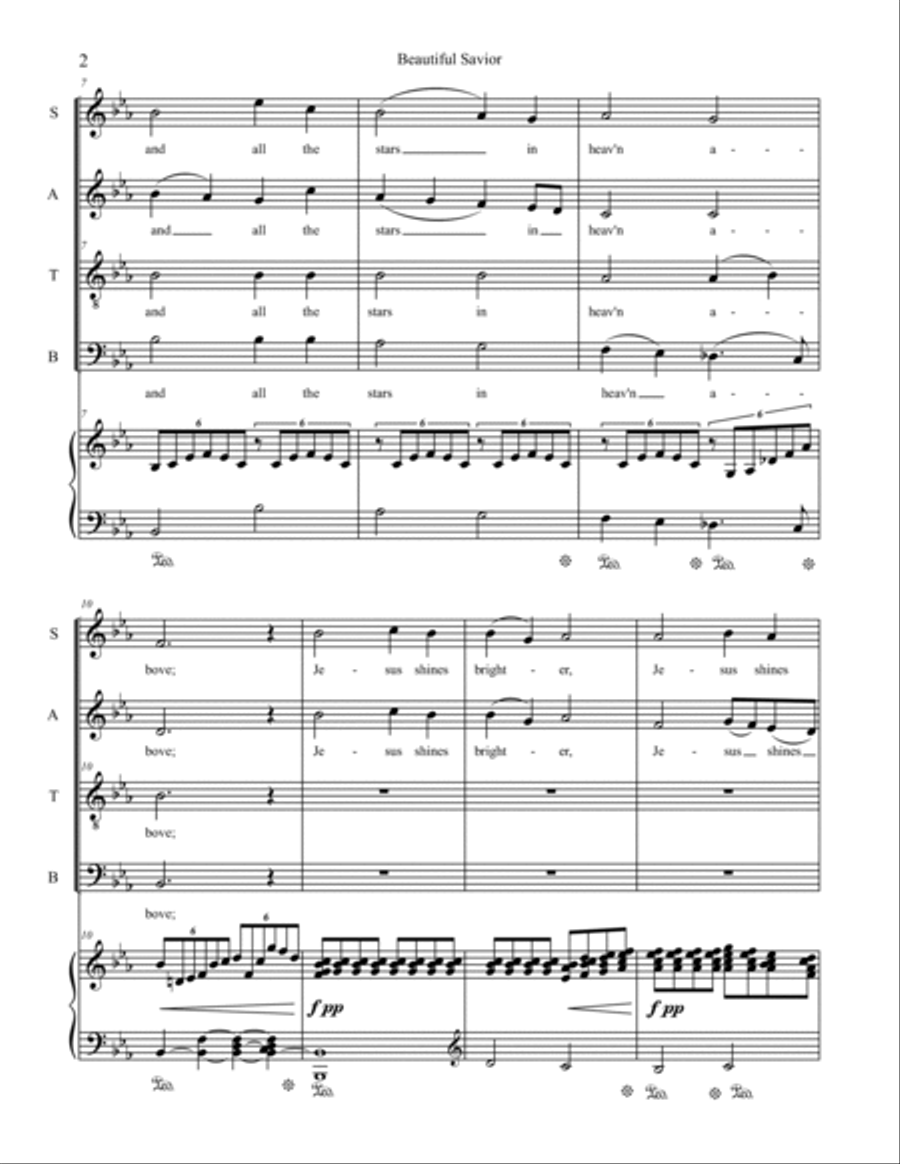 Beautiful Savior : Choral Pack includes 2 keys of SATB and Piano + SSAB version 4-Part scores gallery preview page 2