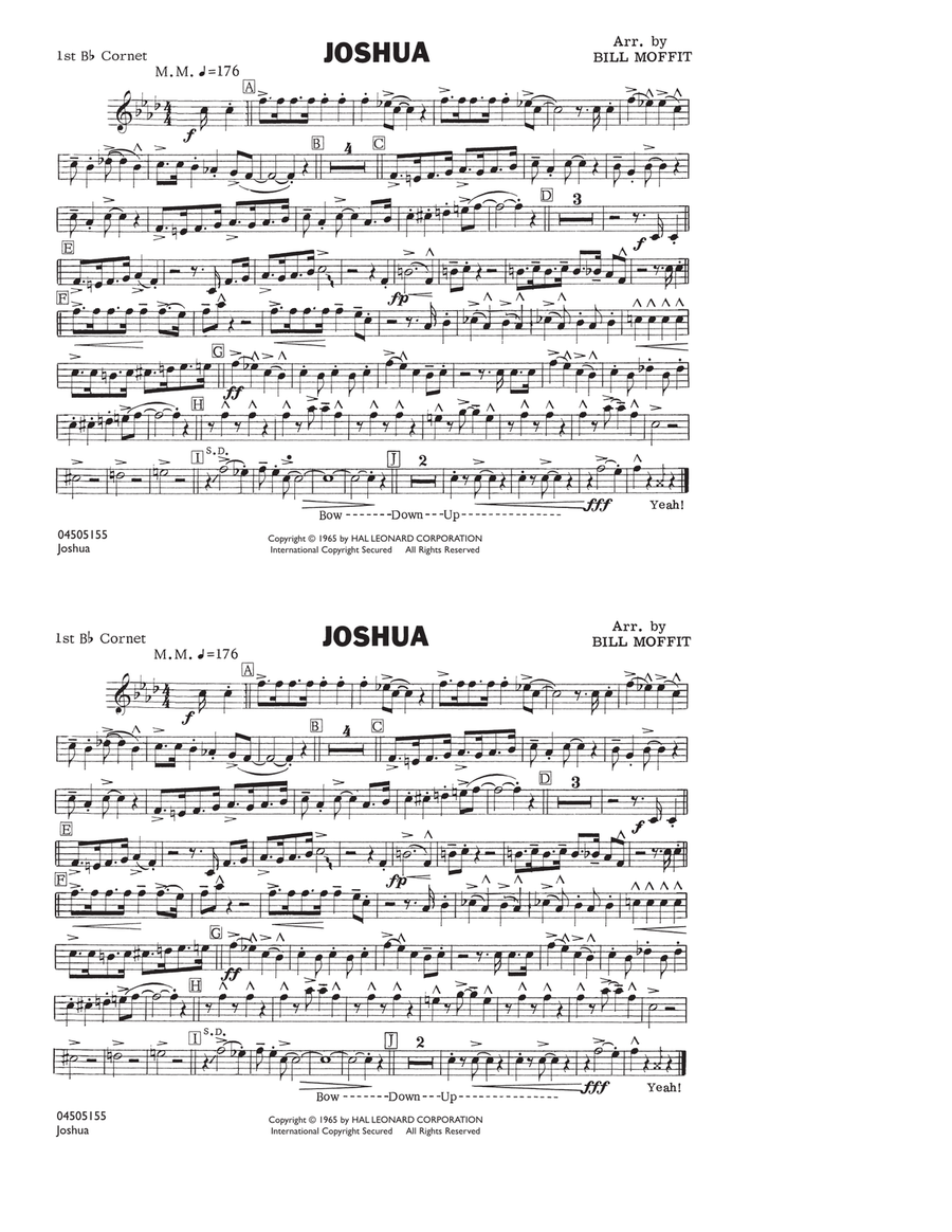 Joshua - 1st Bb Cornet Marching Band scores gallery preview page 1