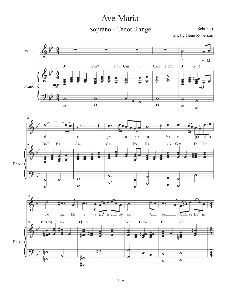 Ave Maria (Schubert) Vocal Solo High Voice Unison Choir scores gallery preview page 2