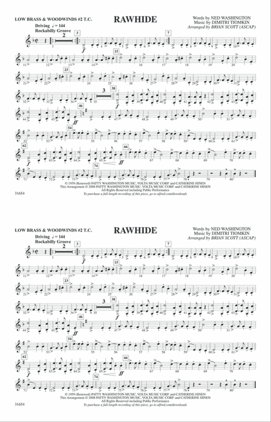 Rawhide: Low Brass & Woodwinds #2 - Treble Clef Marching Band scores gallery preview page 1