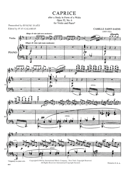 Caprice, Op. 52 (YSAYE-GALAMIAN)