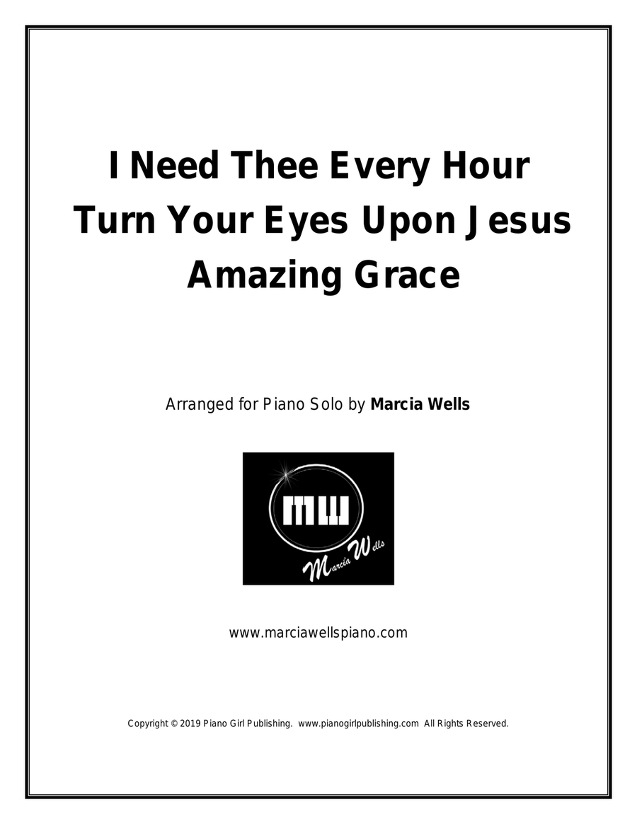 I Need Thee Every Hour / Turn Your Eyes Upon Jesus / Amazing Grace Piano Solo scores gallery preview page 1