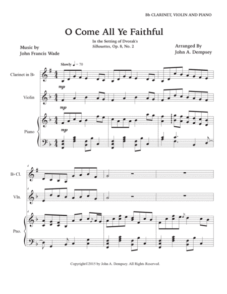 O Come All Ye Faithful (Trio for Clarinet, Violin and Piano) image number null