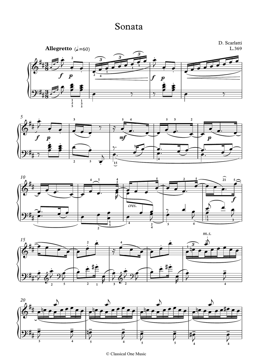 Scarlatti-Sonata in D-Major L.369 K.145(piano) Scarlatti-Sonata in D-Major L.369 K.145(piano) Piano Solo scores gallery preview page 2